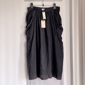 NWT ARITZIA WILFRED Black Cotton & Silk Mix Skirt